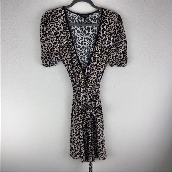 TopShop Leopard Wrap Mini Dress - Picture 3 of 6